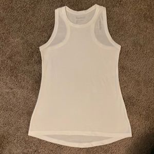 Reebok White High Neck Workout Racerback Tank Top